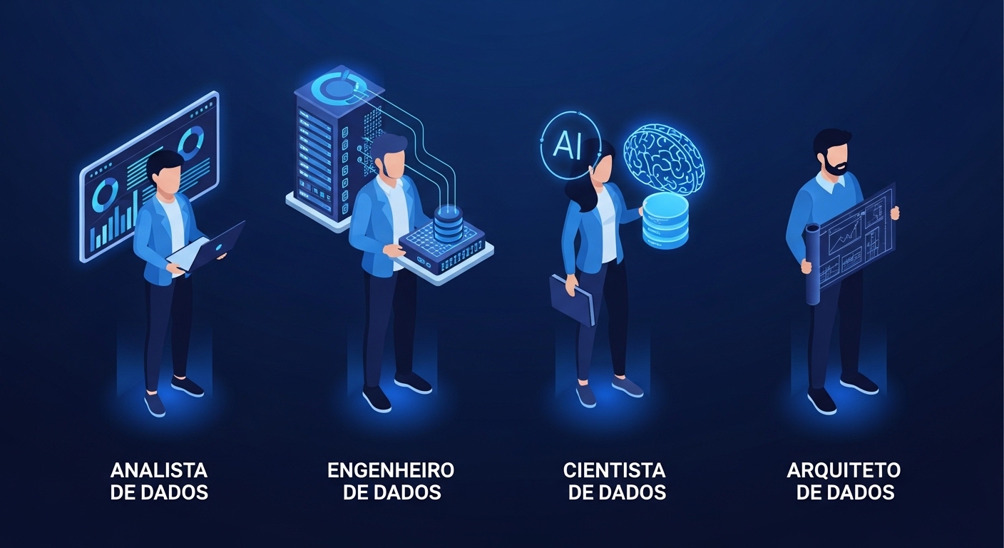 Carreiras em dados: Analista, Engenheiro, Cientista e Arquiteto de Dados